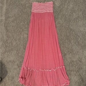 Karlie red and white striped strapless elastic top cotton sundress